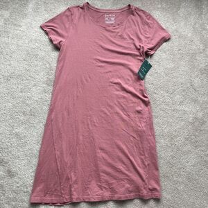 Pareto T-Shirt Dress Women XL Pink Organic Cotton Earthy Sustainable Casual Soft